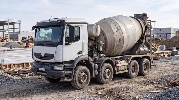 commercial-concrete-mixer-truck-parked-at-a-modern-construction